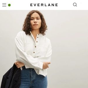 Everlane Washable Silk Henley in Bone